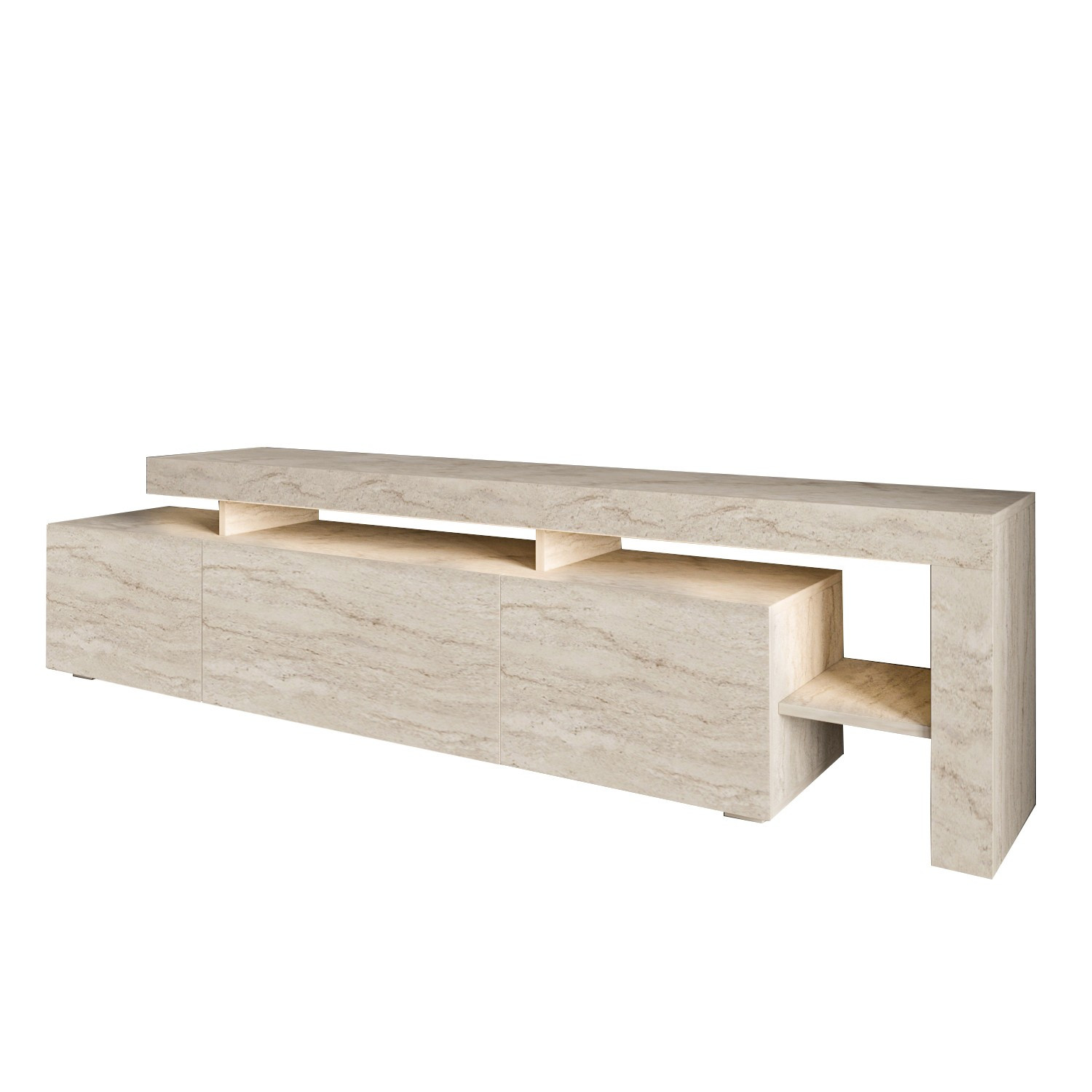 Habitat y Jardin - Mueble para la tele de madera <<Beliz>> - 192 x 37 x 53 cm - Travertino