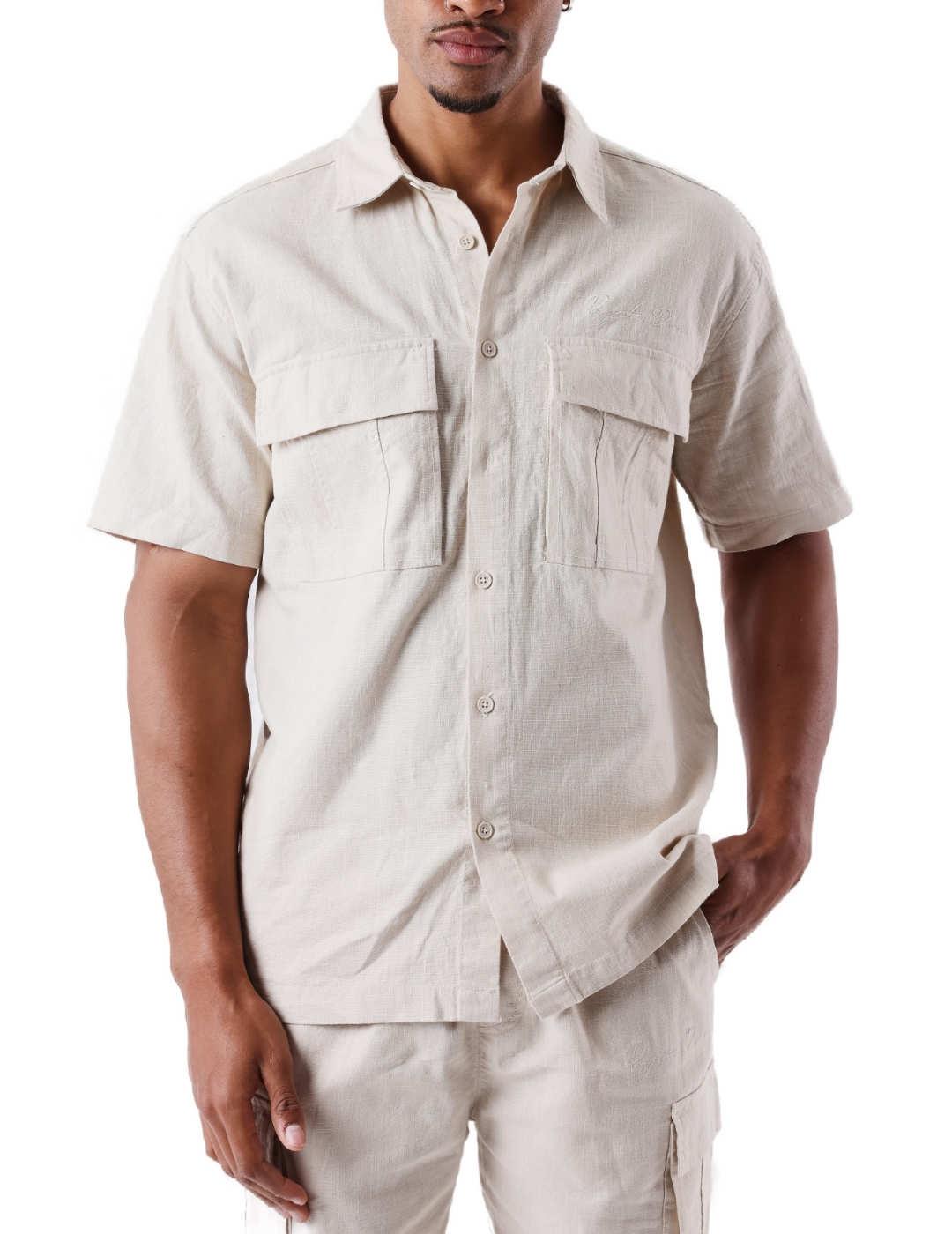 Camisa Project x Paris marfil manga corta lino para hombre