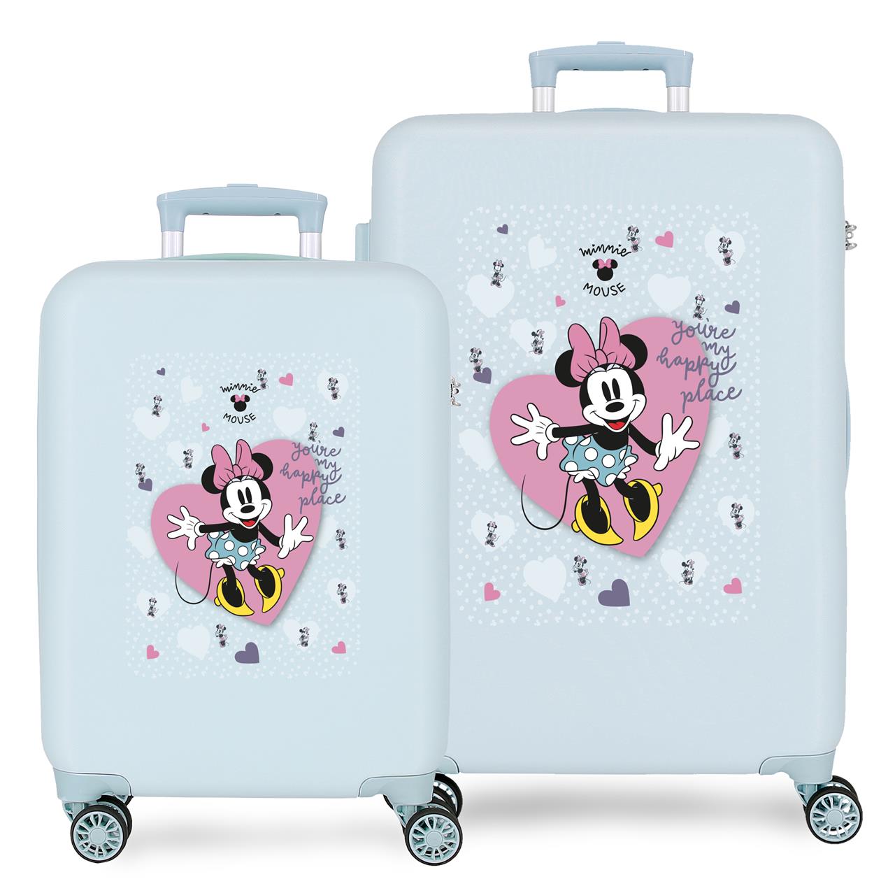 Juego de maletas Disney Minnie my happy place ABS con capacidad de 68,77L Azul claro