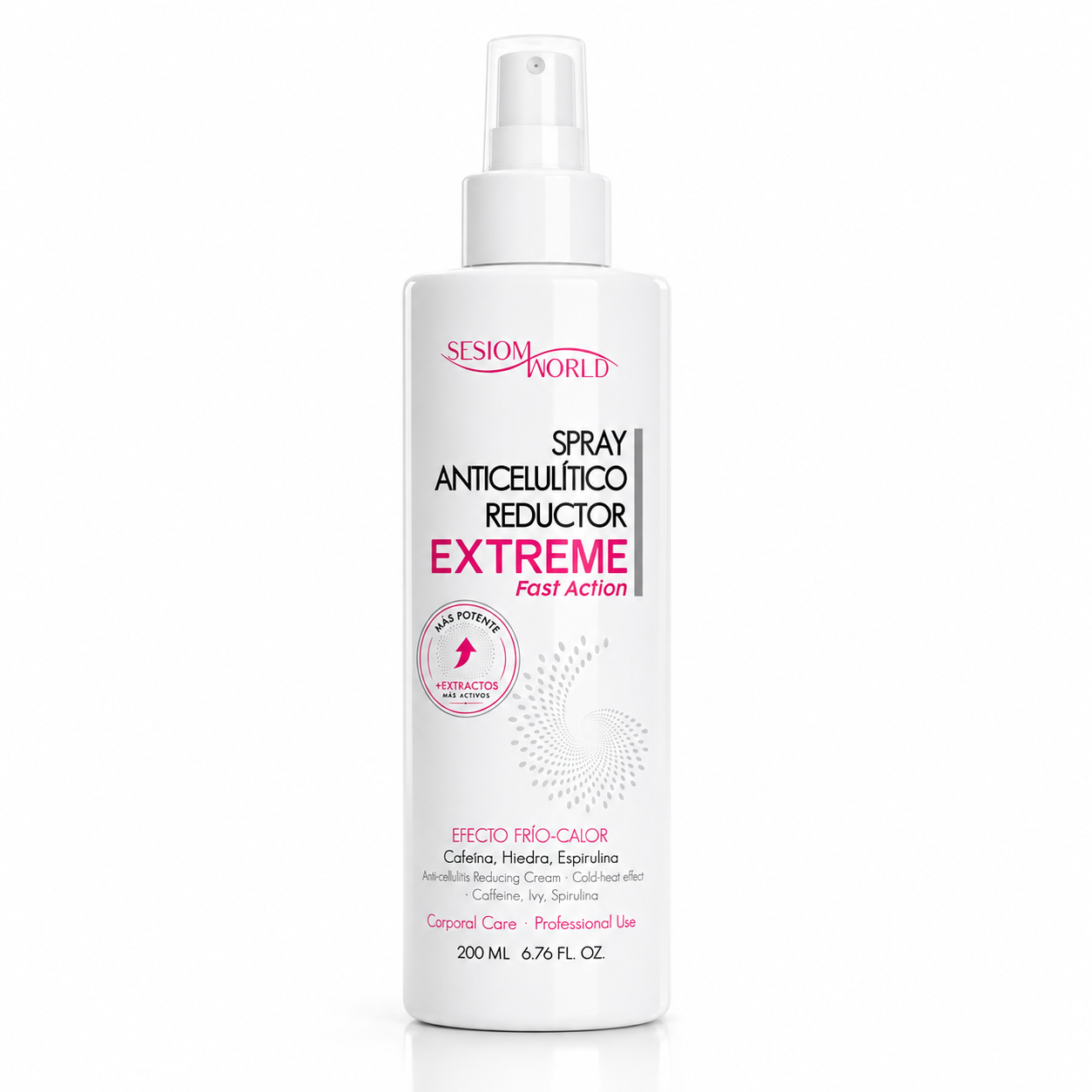 EXTREME Fast Action Spray Anticelulítico Reductor Más Potente 200 ml | Con Cafeína, Hiedra y Espirulina | Efecto Frío-Calor Profesional