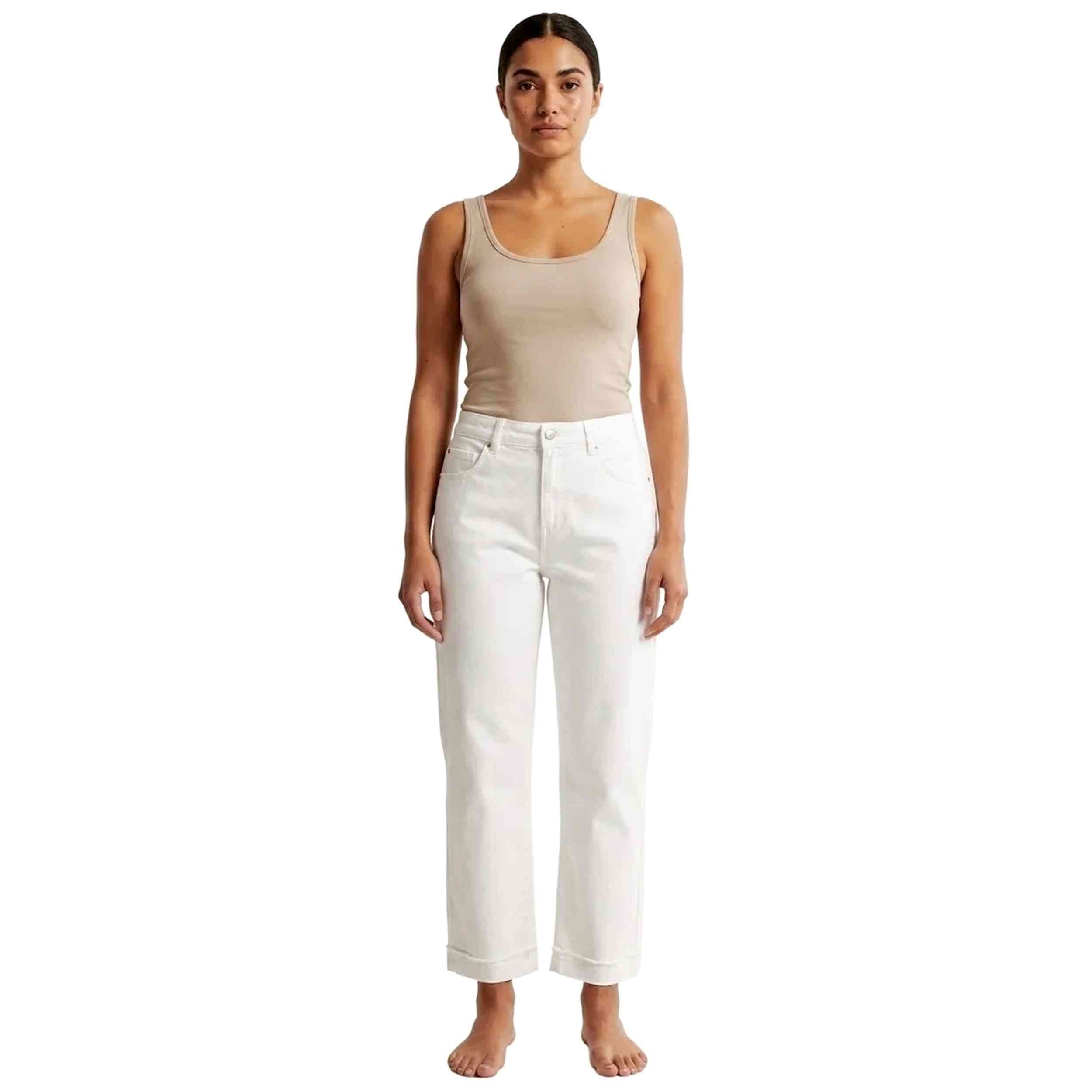Pantalón Only modelo Onlsilla Mw Baggy Ank Panta 32" en color Blanco
