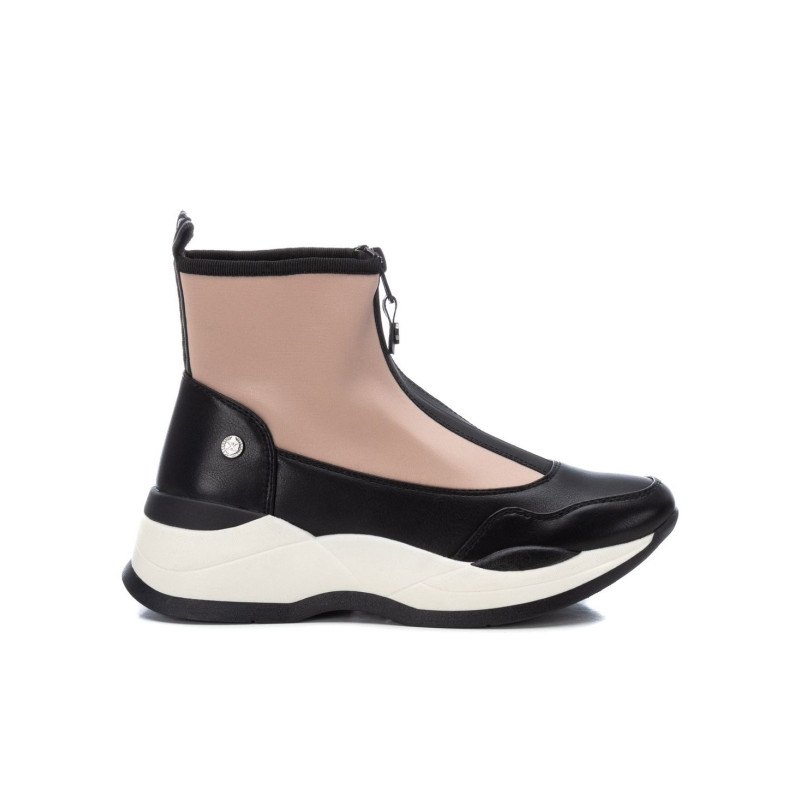 botin combinado casual con cuña en tejido elastico con cremallera central de xti