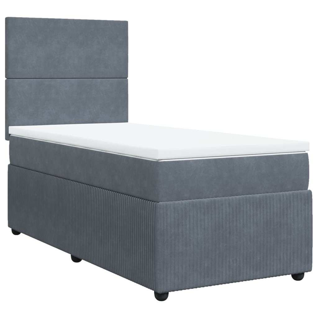 vidaXL Cama box spring con colchón terciopelo gris oscuro 90x190 cm