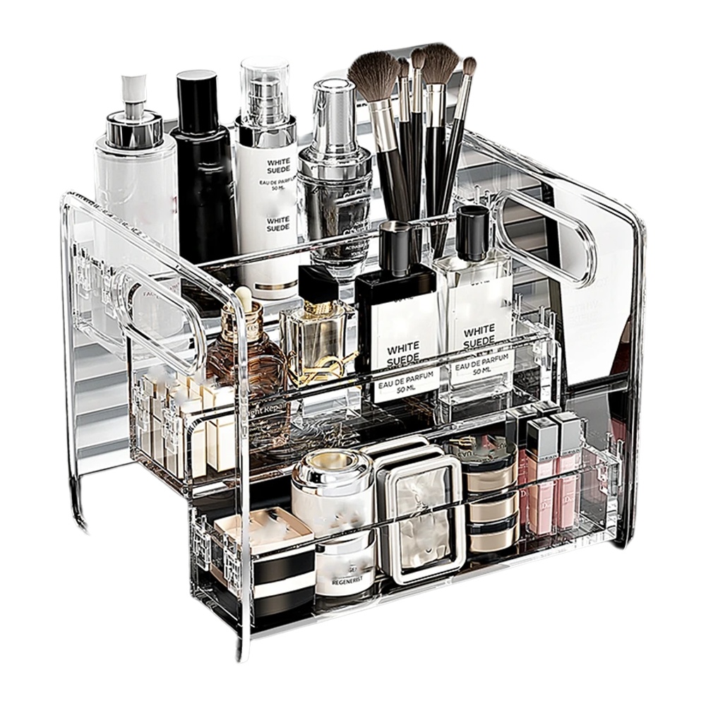 TK Organizador De Cosméticos Para Escritorio En Acrílico Transparente Cesta De Almacenamiento Inclinada Para Maquillaje Labiales Perfume Máscaras Faciales Y Otros