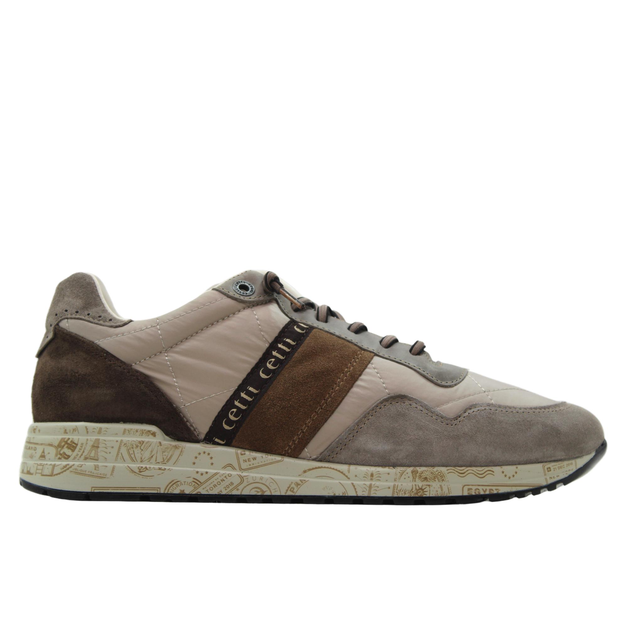 Cetti C-1370 Sneakers casual de piel serraje y tejido acolchado, cordones elasticos, suela de goma, para caballero