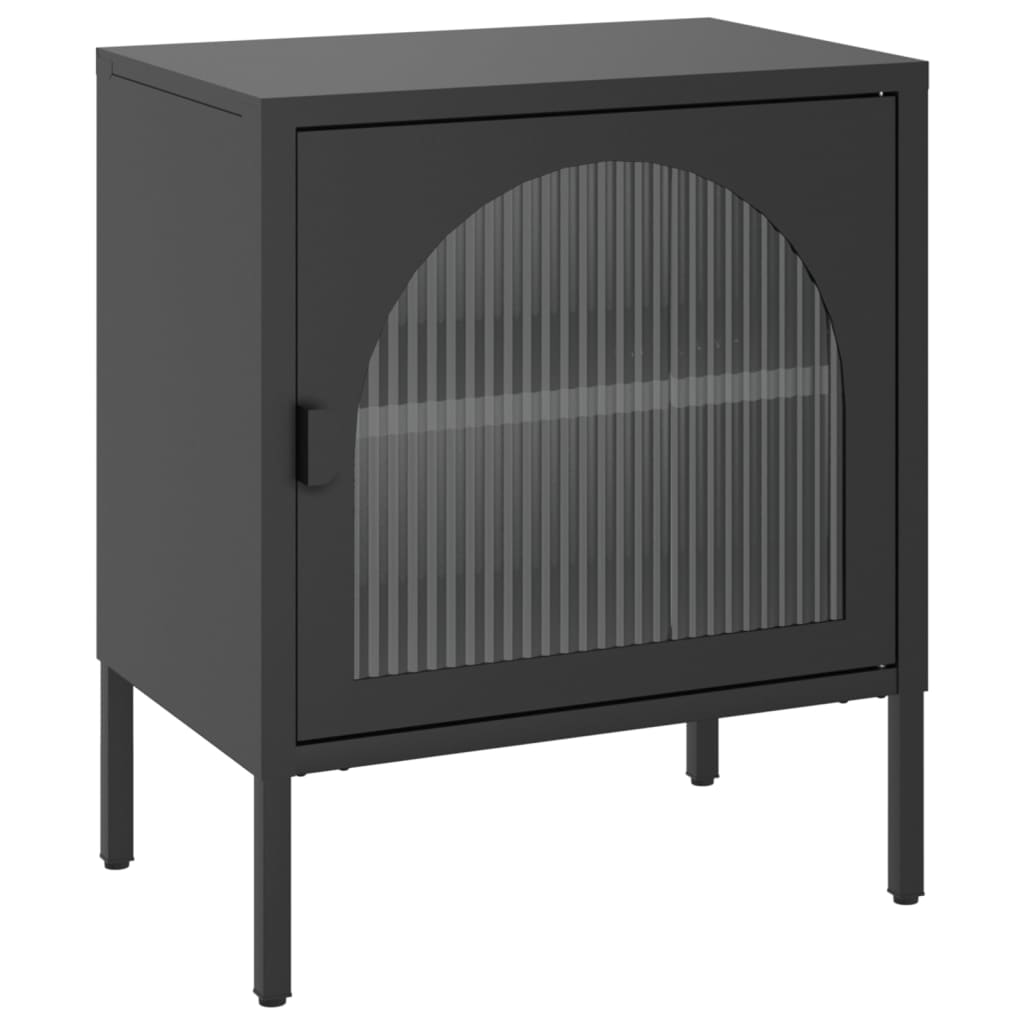 Vidaxl Mesitas de Noche Vidrio y Acero Negro 50x35x60 Cm Set de 1/2