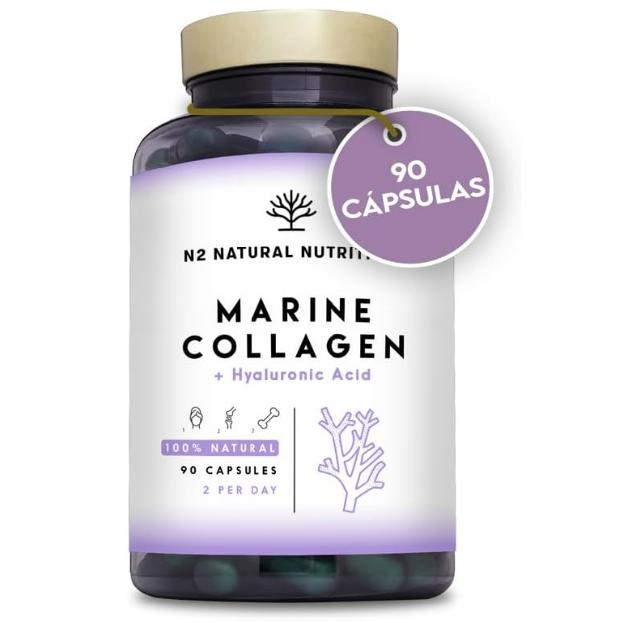 Colágeno Marino Peptan Hidrolizado con ácido hialurónico, vitamina C y magnesio, complemento alimenticio, cápsulas vegetales - N2 Natural Nutrition -