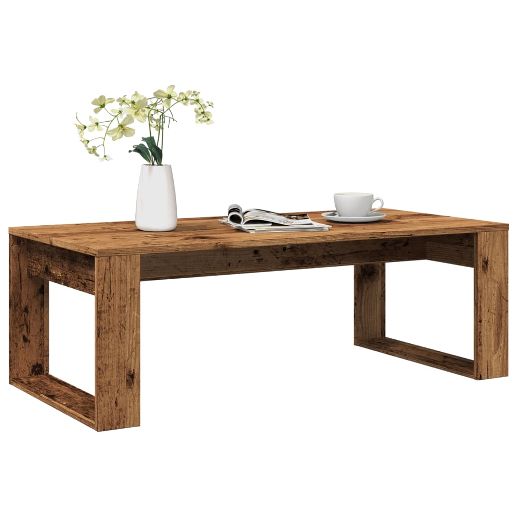 vidaXL Mesa de centro madera de ingeniería envejecida 102x50x35 cm en color Madera antigua/Gris sonoma/Roble artisan | estructura resistente ideal para salón dormitorio o estudio