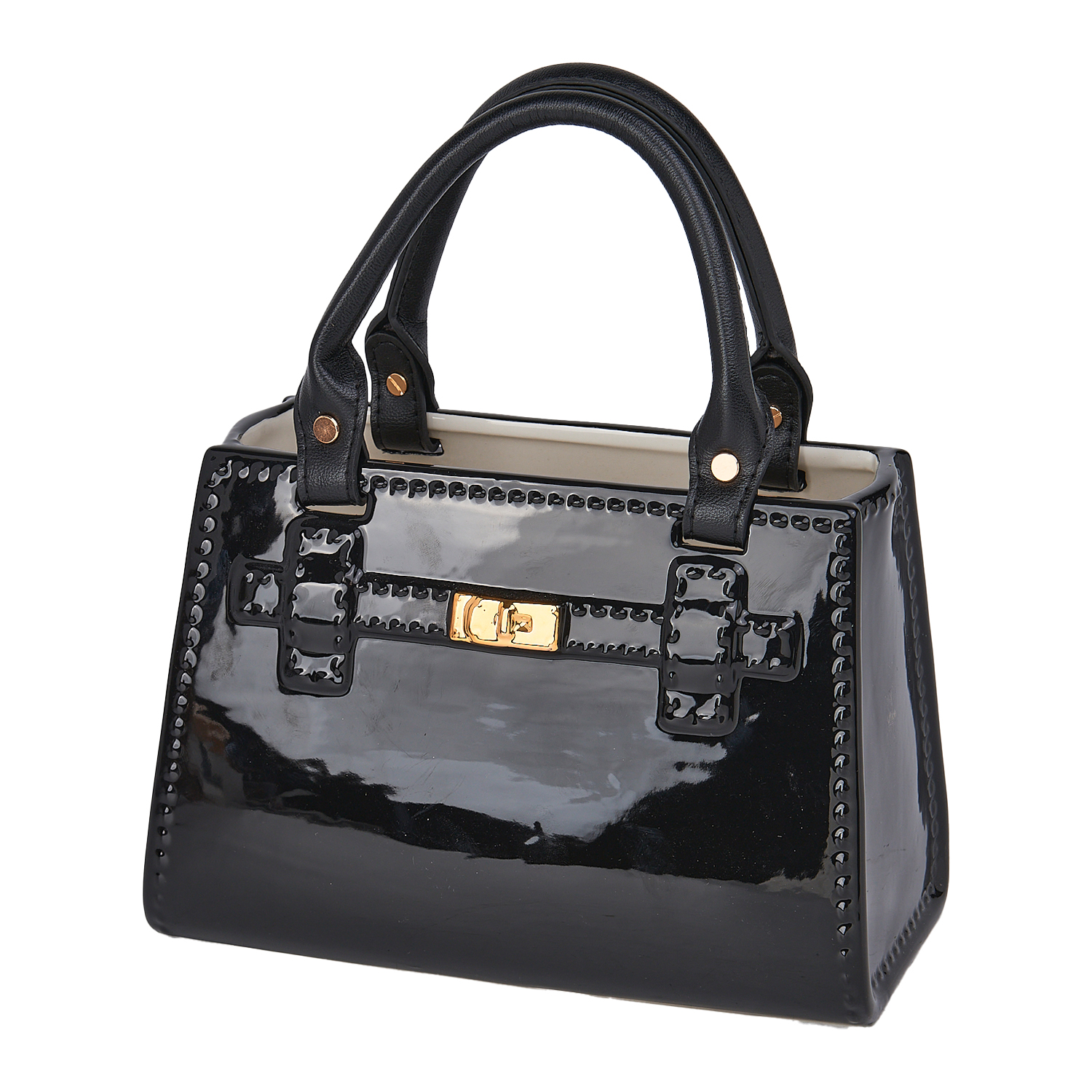 Figura cerámica bolso negro, material acrílico, melamina, plástico, medidas 24x13, 5x16 cm Fijalo