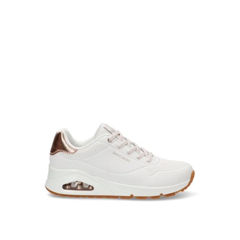 Zapatillas Casual Skechers - Mujer - Suela Plana - Modelo 155196 - Color Blanco