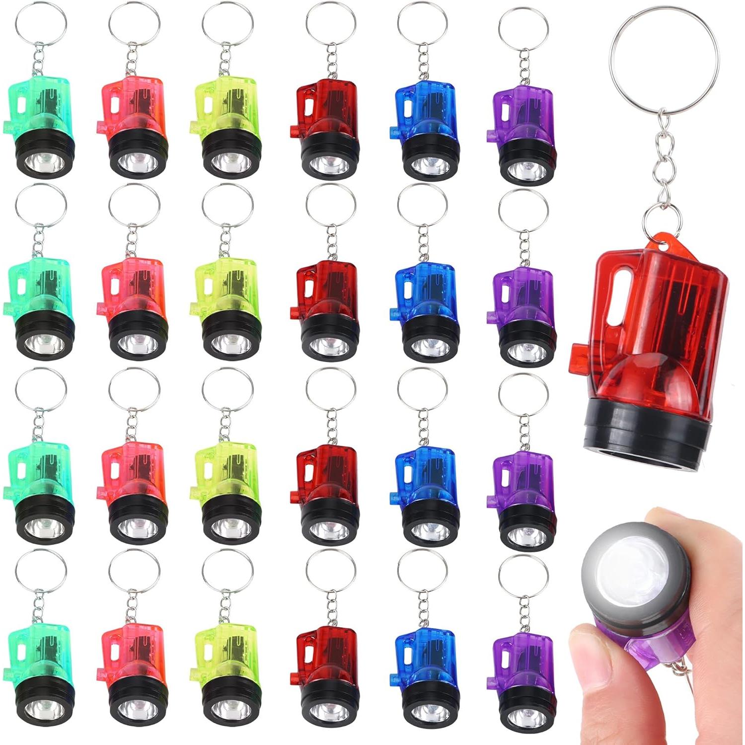 24 mini linternas, llaveros en forma de linterna mini lámpara de juguete práctico para niños Linterna Portátil Mini Llavero Linterna para Cumpleaños, Regalos, Navidad Regalos de Fiesta