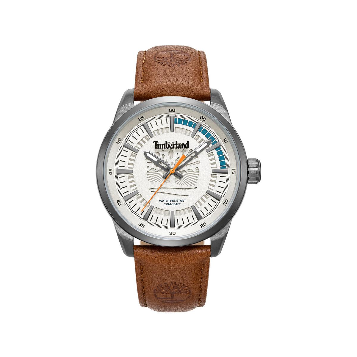 Timberland Reloj Hombre Caja De Acero Pulsera Genuine Leather De Color Marrón Resistente Al Agua 5 Atm Tdwga0083203