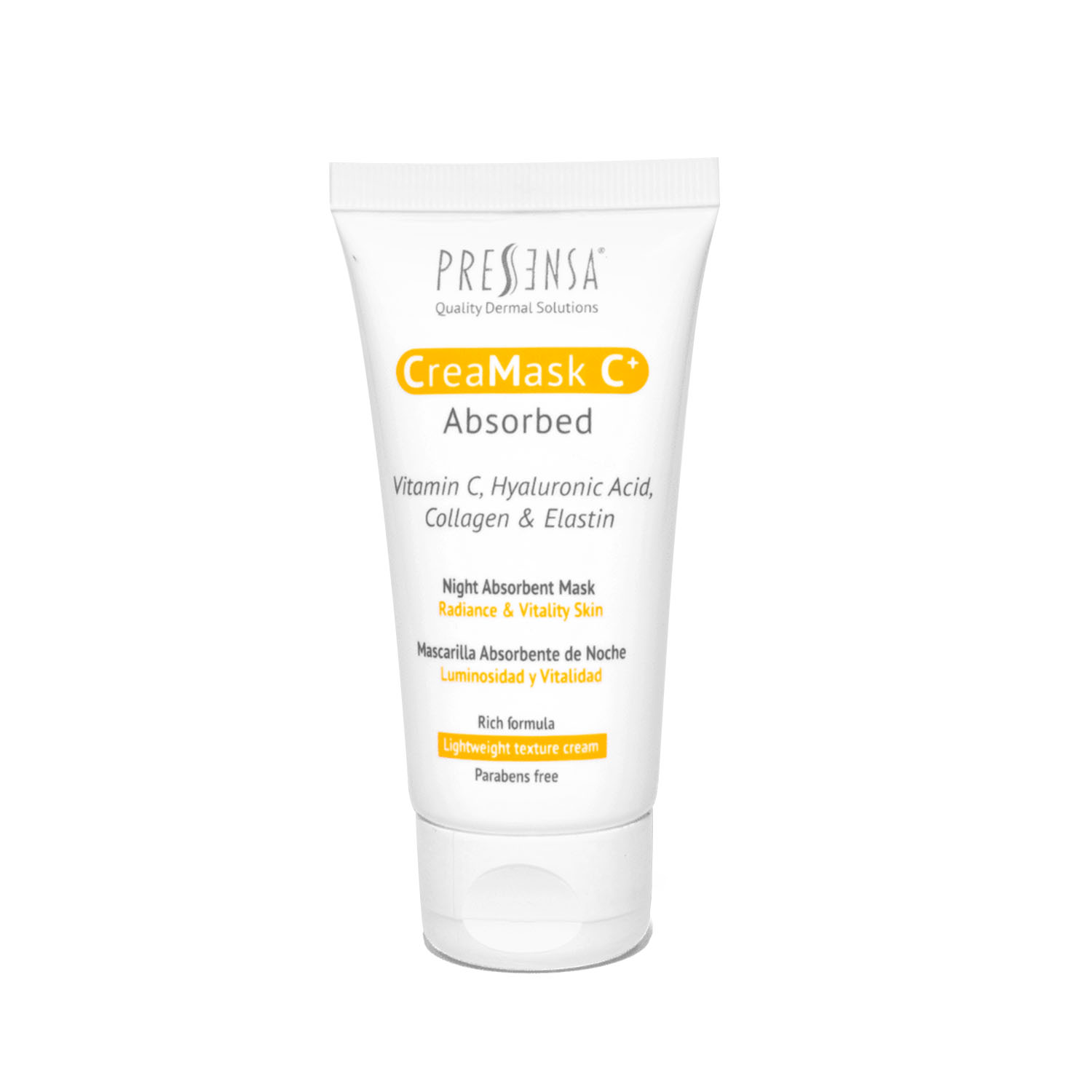 Pressensa CreaMask Vitamina C+ - Mascarilla Facial Nocturna con Vitamina C, Ácido Hialurónico, Colágeno y Elastina