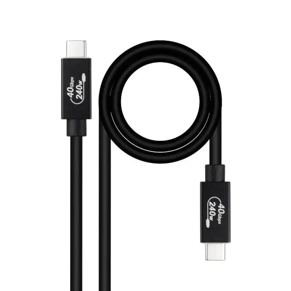 Cable USB-C Nanocable 10.01.5001 USB4 Gen3x2 40Gbps 240W 1m Negro Power Delivery Thunderbolt