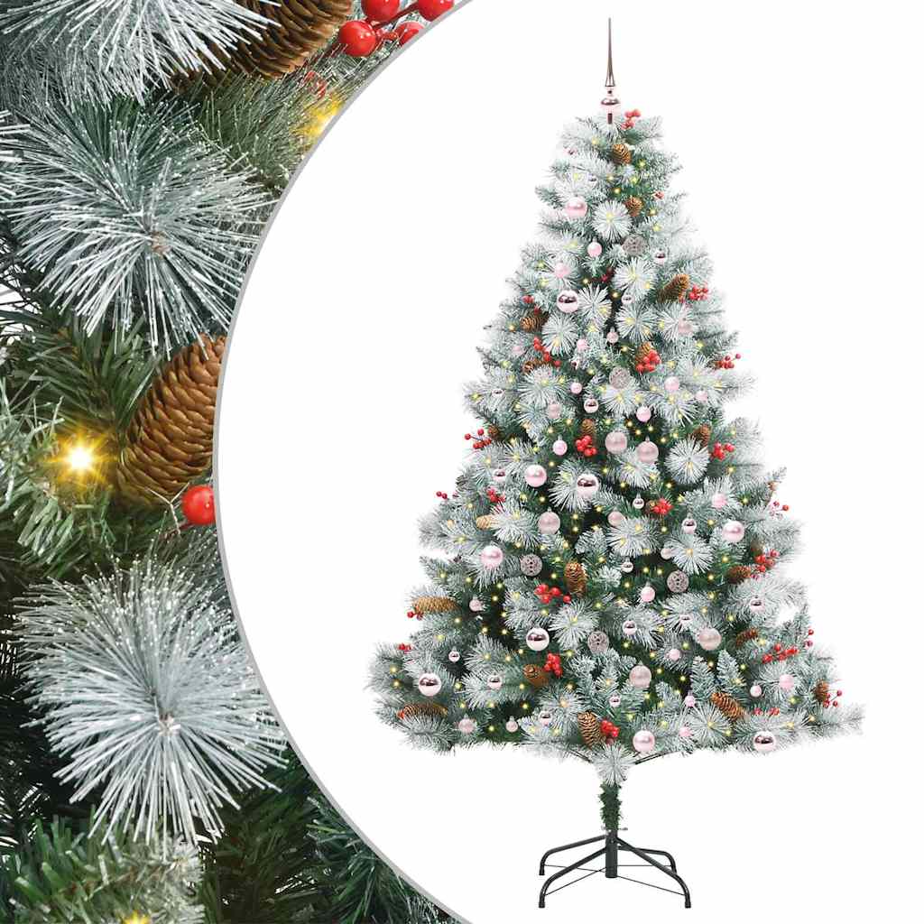 vidaXL Árbol de Navidad artificial Verde y blanco 210 cm