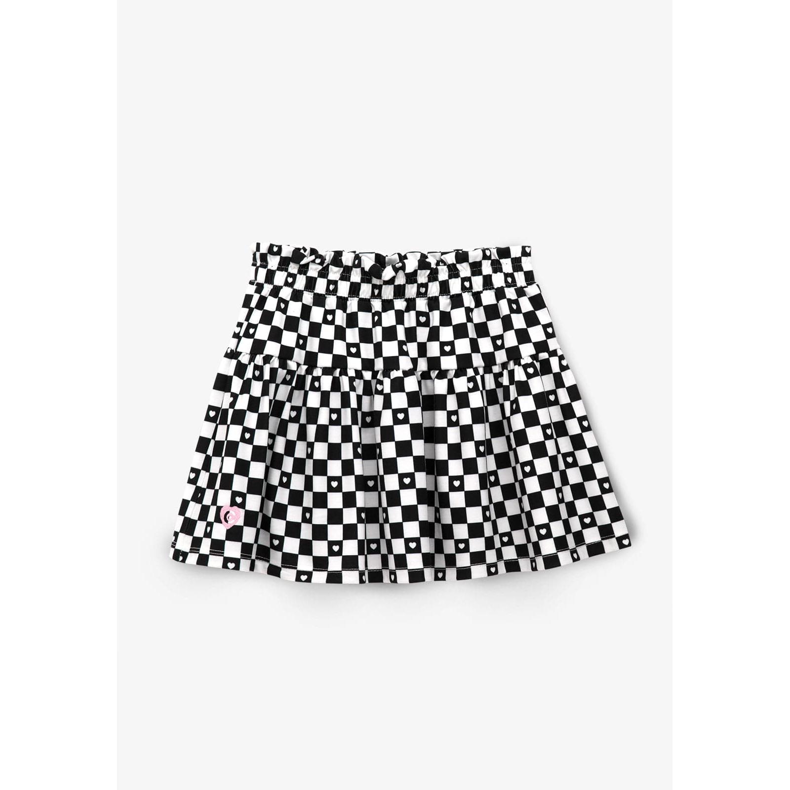Conguitos - Girl's Black Checkerboard Skirt para Niña