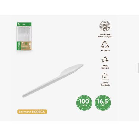 Cubiertos de Plástico Desechables 100 Unidades – Cuchillos, Tenedores, Cucharas o Cucharitas de Postre Reutilizables, Resistentes, Higiénicamente Empaquetados, Libres de BPA