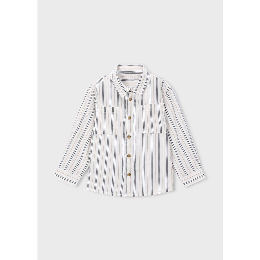 Mayoral - Camisa manga larga Viella de rayas para niño 100% algodón con bolsillos parche y canesú trasero