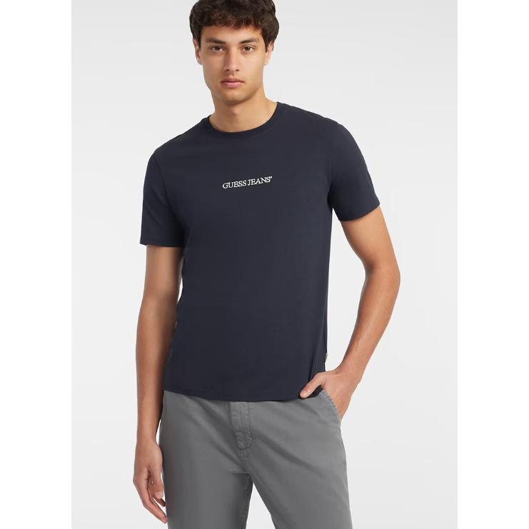 Camiseta Logo Bordado Slim NEGRA Guess