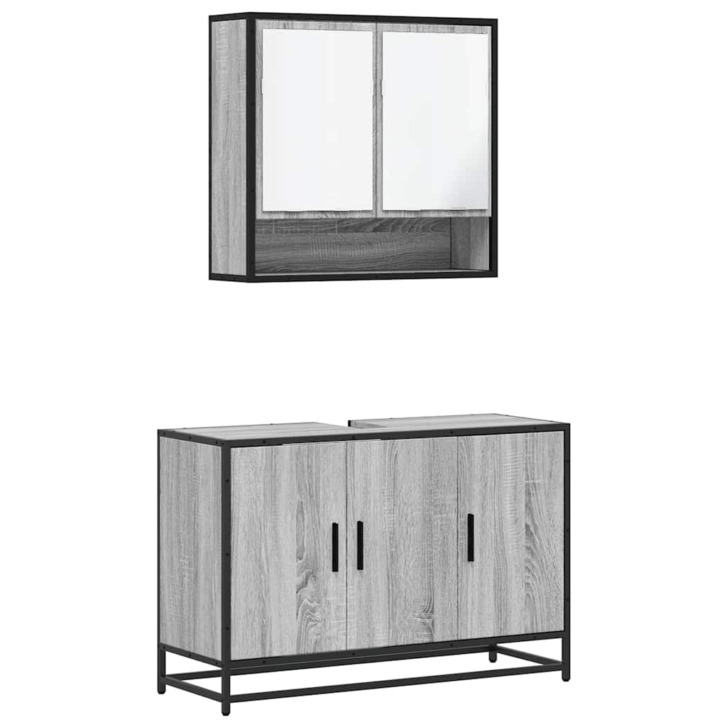 vidaXL Set de muebles de baño 2 pzas madera contrachapada gris sonoma