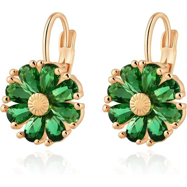 Pendientes florales con piedras de nacimiento, elegantes y de estilo vintage, un accesorio imprescindible para la mujer