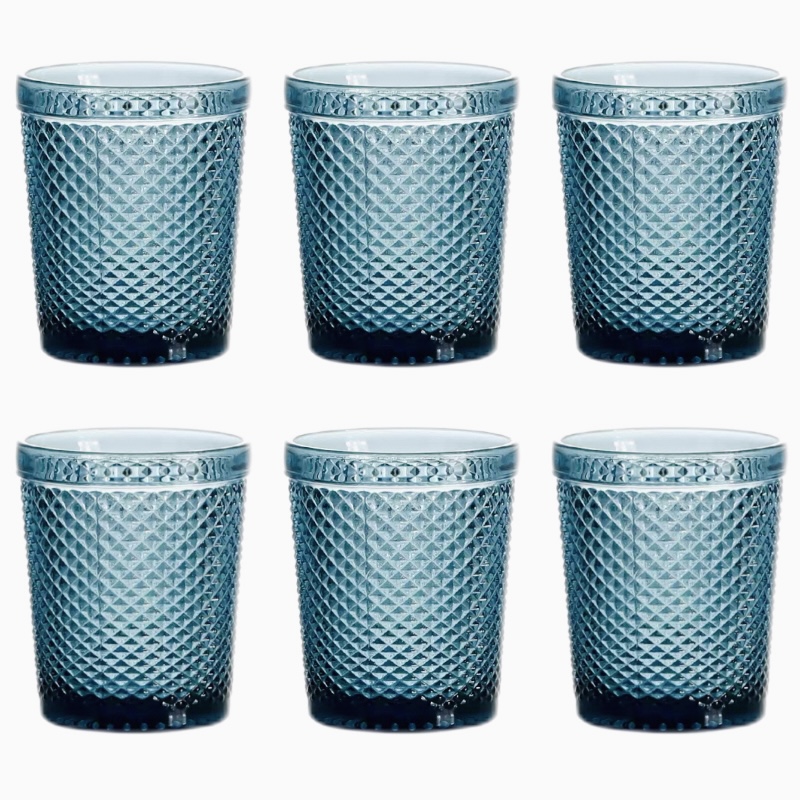 TRESV Set de 6 Vasos de Colores de Cristales de 250ml - Productos de Vidrio de Alta Calidad - Apto para Uso Diario