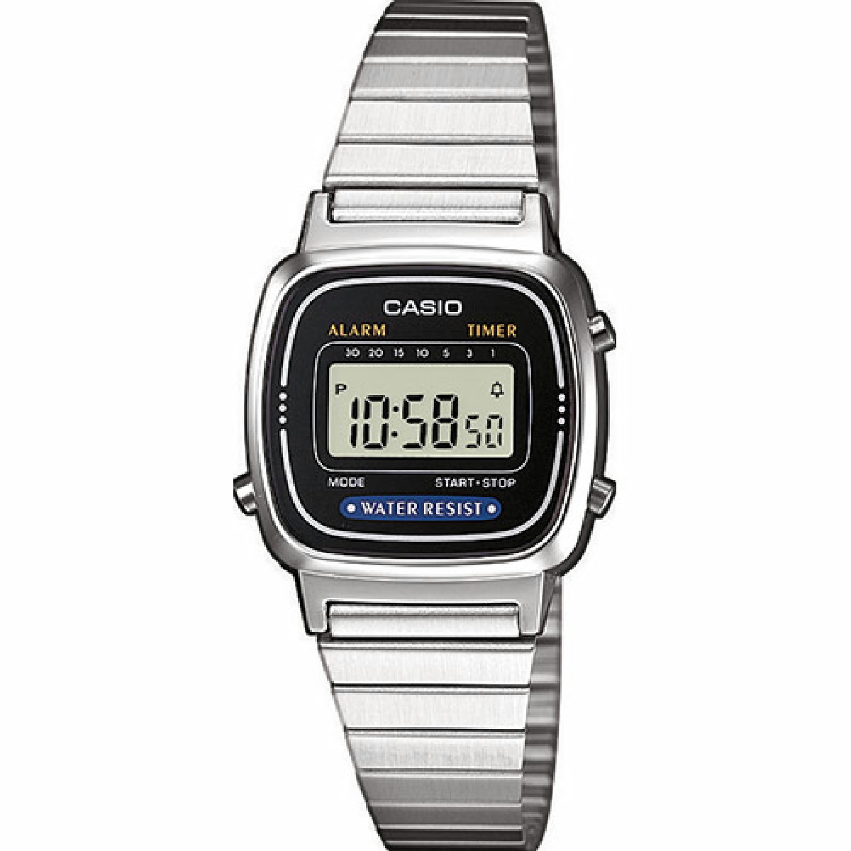 Reloj Casio Vintage Mujer Plateado Esfera Negra LA670WEA-1EF