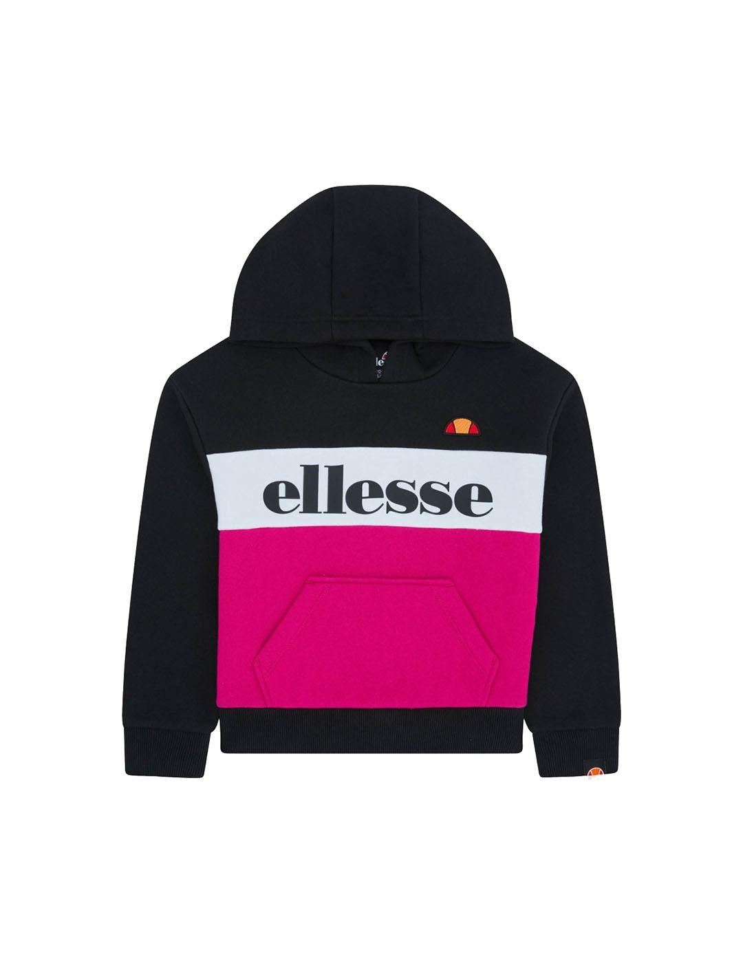 Ellesse Sudadera Niña Chelina Negro Rosa Capucha Bolsillo Canguro