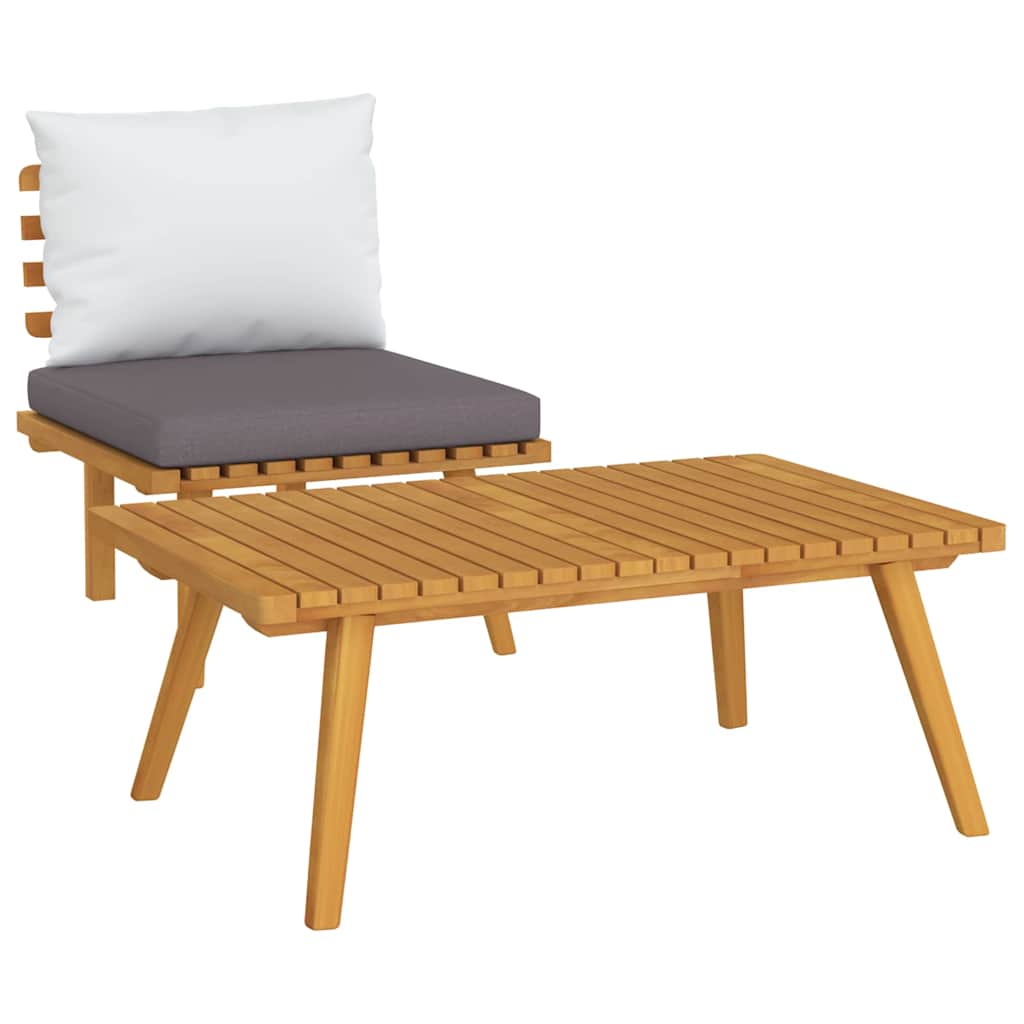 vidaXL Set muebles de jardín 2 pzas con cojines madera maciza acacia