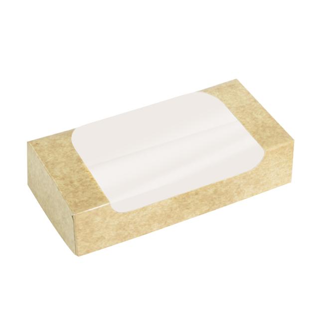 MONOUSO | Caja de Cartón Kraft con Ventana para Pastelería 17x9x6cm (200 Uds)
