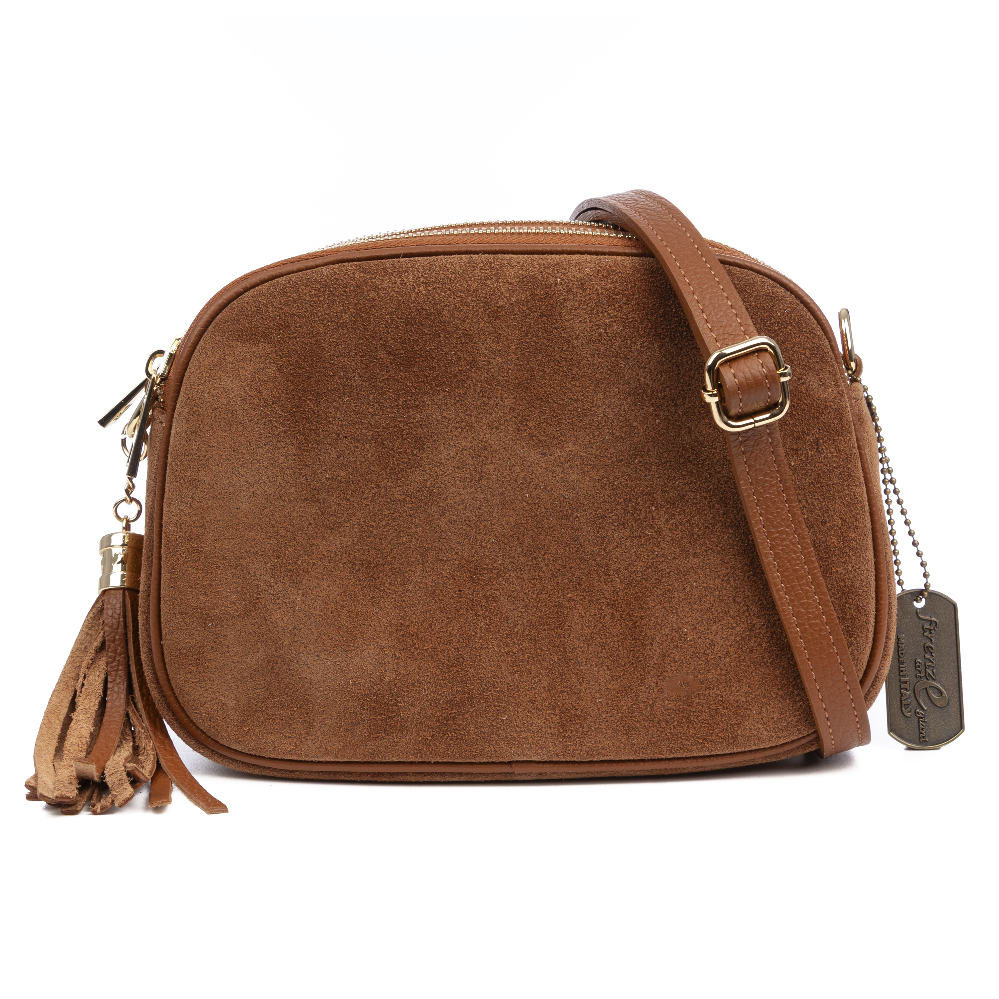 FIRENZE ARTEGIANI Aliminusa bolso bandolera Mujer. Piel auténtica Gamuza y Dollaro.