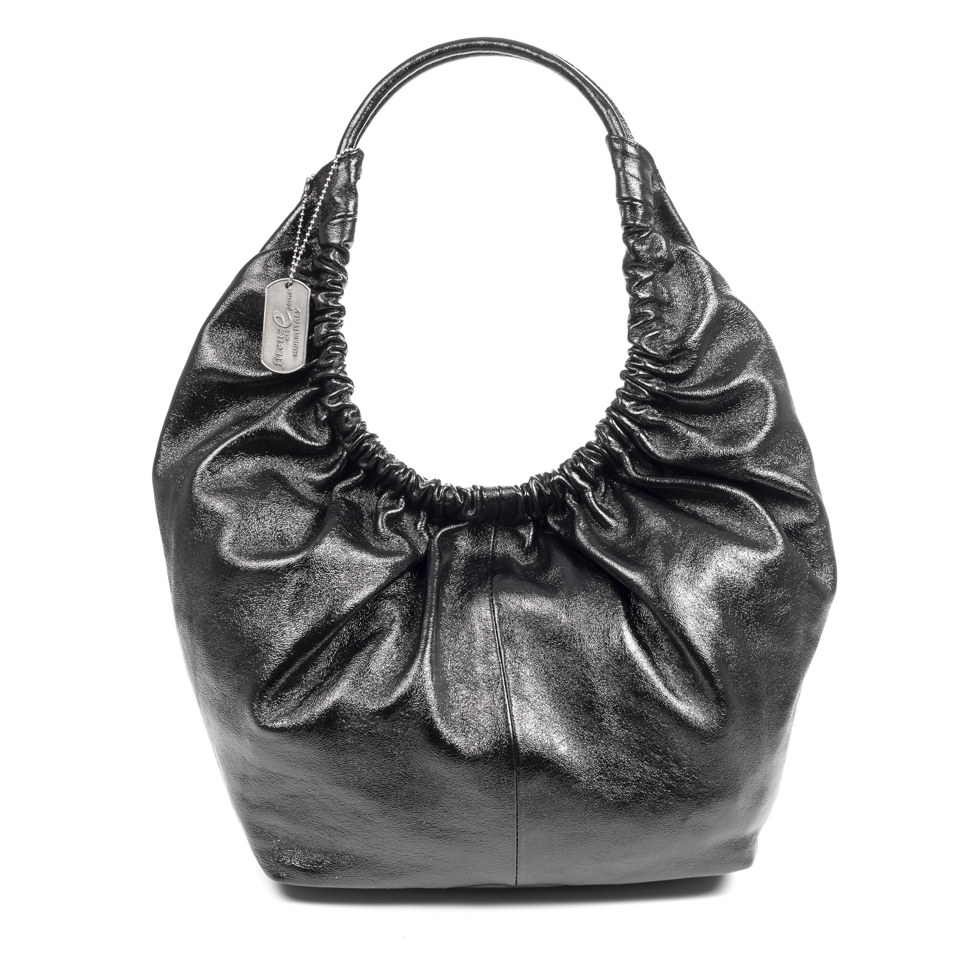FIRENZE ARTEGIANI Arzignano bolso de hombro piel auténtica laminada asa grande acolchada 38x14x26cm