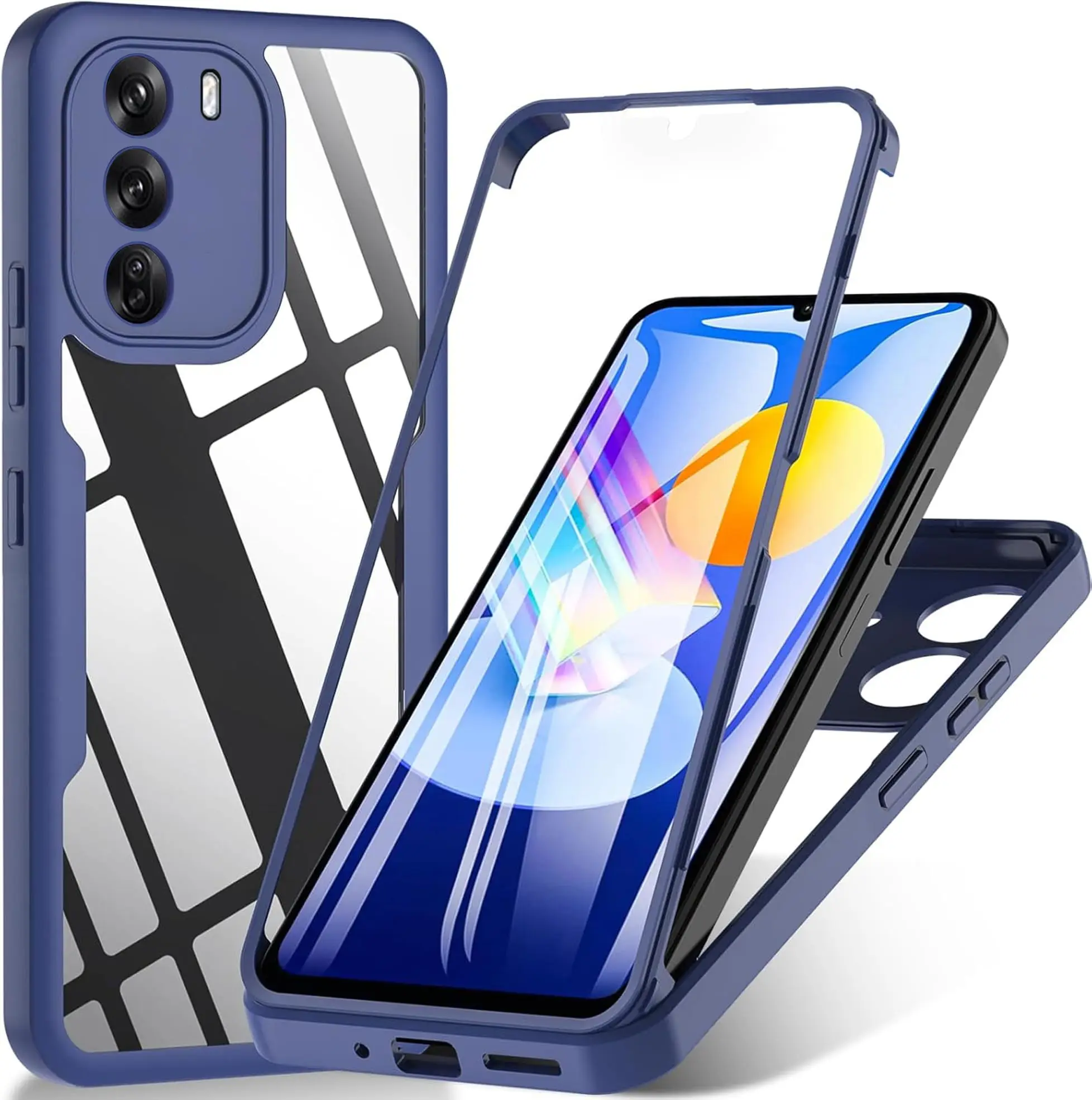 TK Funda Protectora Completa 3 En 1 360° Para OPPO RENO 12 pro 12F 12FS A3 A3X A40 A40M A60 A79 A96 A76 A36 4G 5G Acrílico+TPU Con Anillo Y Soporte Rotativo