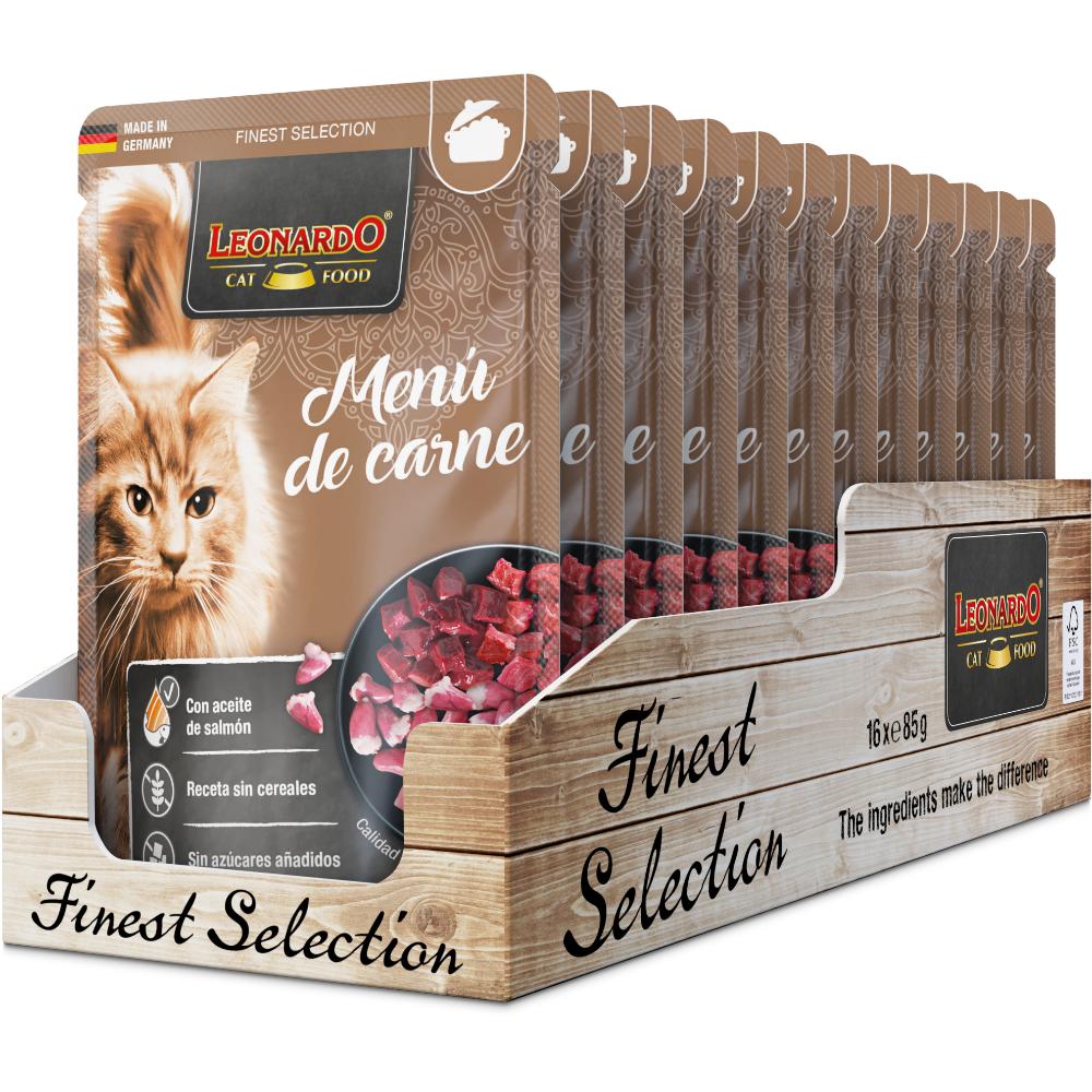 Leonardo Menú de Carne Sobres para Gatos -16 unidades x 85gr