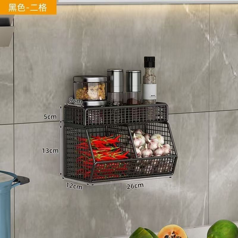 OmHom Cesta de frutas, cesta de verduras, organizador de mesa, frutero de pared y de encimera, estante para aperitivos y especias, cesta de almacenamiento multifuncional para cocina y sala de estar.