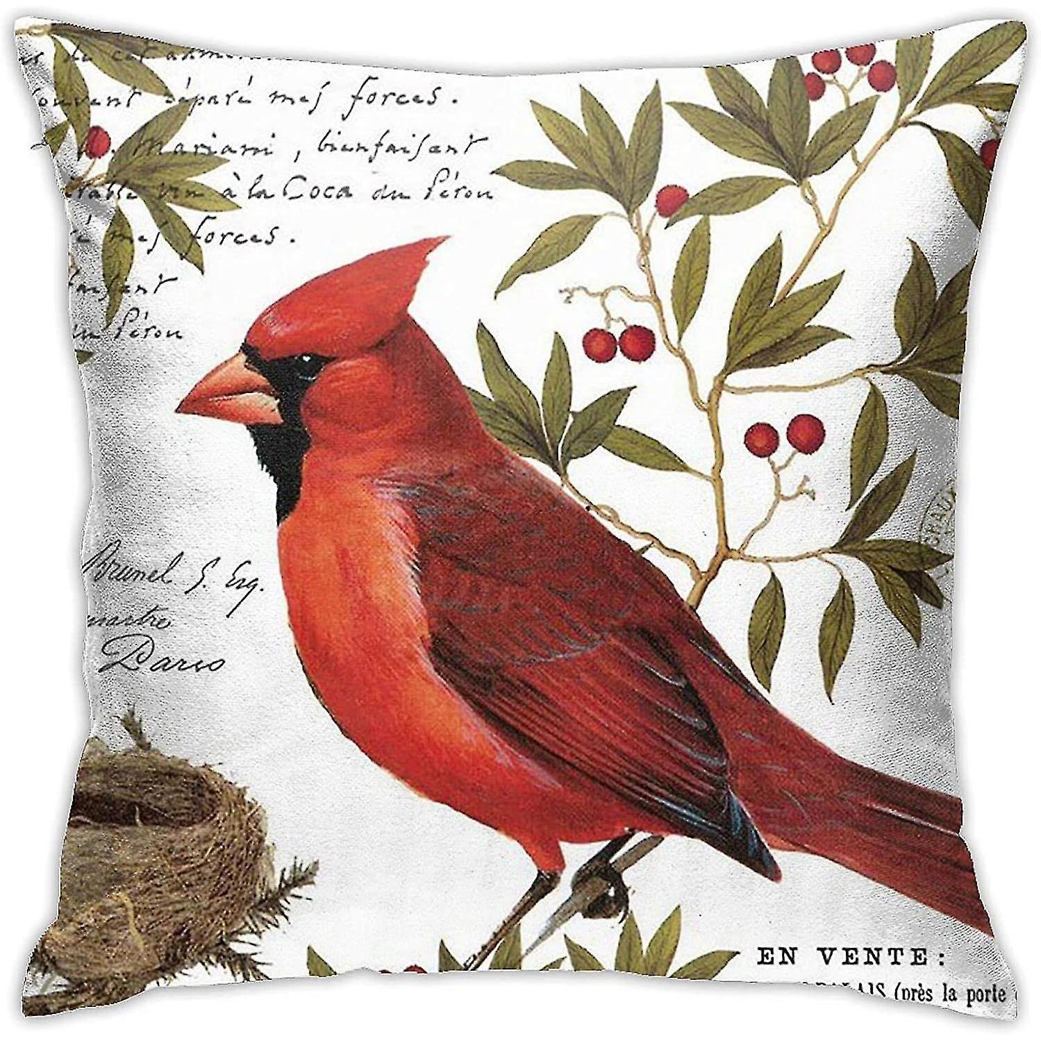 TK Funda De Almohada vintage en estilo acuarela rehumen cardinalis Pájaros almohada decorative cubre AA-11817