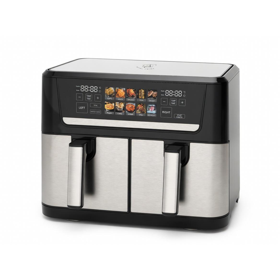 Royal Swiss Airfryer XXL Doble - Freidora de Aire Doble Cesta - Más de 8 Presets - Fácil Limpieza - Rápida Cocción - Prepara todo tipo de Alimentos