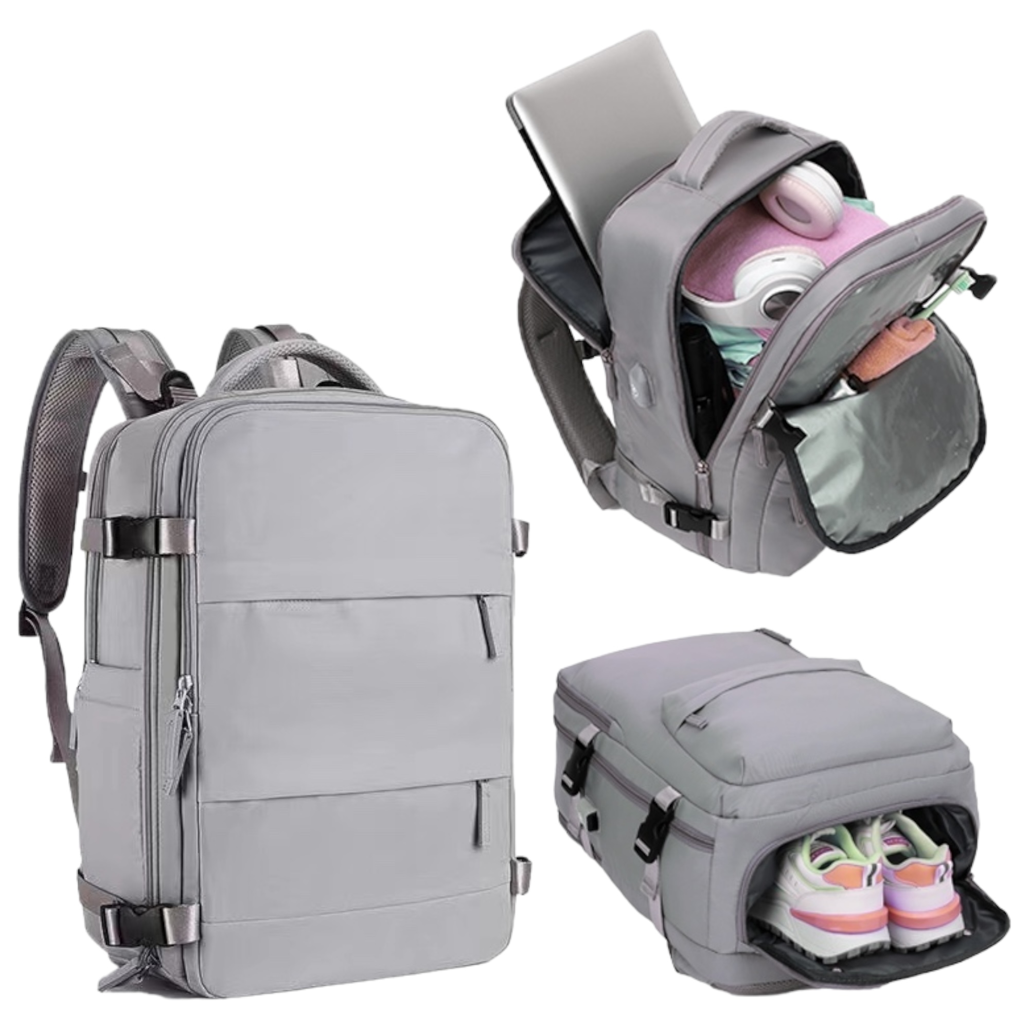 Mochila de Viaje para Cabina de Avión 45x36x20 para Vueling, EasyJet, Ryanair Equipaje de Mano Impermeable y Espaciosa con Compartimento para Zapatos y Puerto USB Mochila Antirrobo Multifuncional para Viajes y Escapada (2210-002 1288 2350 H24)