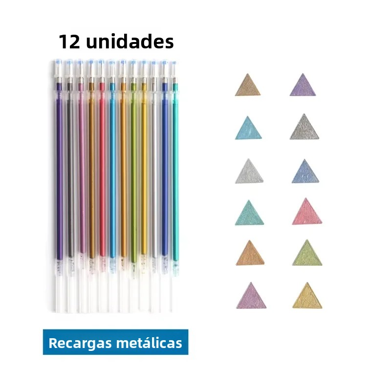 TK 12/24Pcs Rotuladores De Gel Metálicos Con Colores De Brillo Para Escuela Oficina Adultos Libros De Colorear Diarios Arte Marcadores Promoción