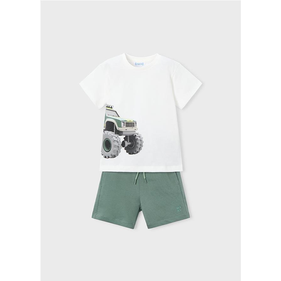 Mayoral - Conjunto de punto con estampado posicionado para niño, camiseta y pantalón cómodo estilo casual