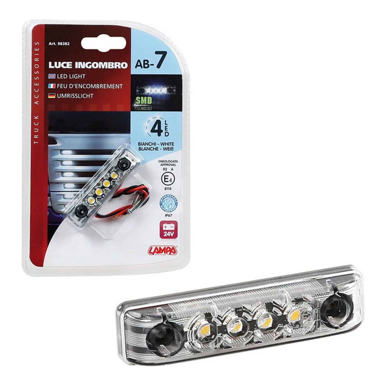 Luz De Gálibo Impermeable Homologada 4 Led 24V LAM98382