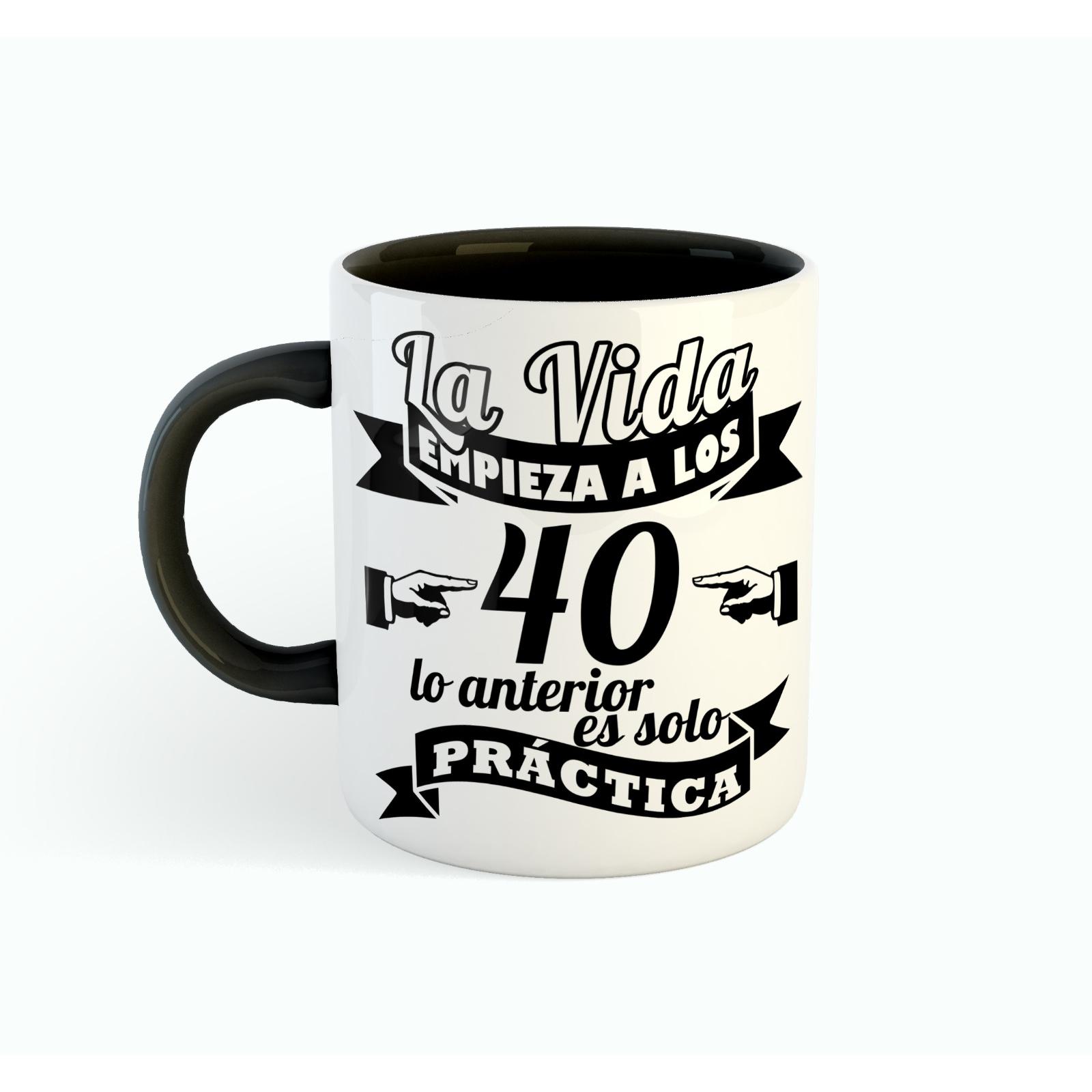 AKARURE Taza 40 Cumpleaños Cerámica de Calidad con Dibujo Estampado Original para Regalo Hombres y Mujeres