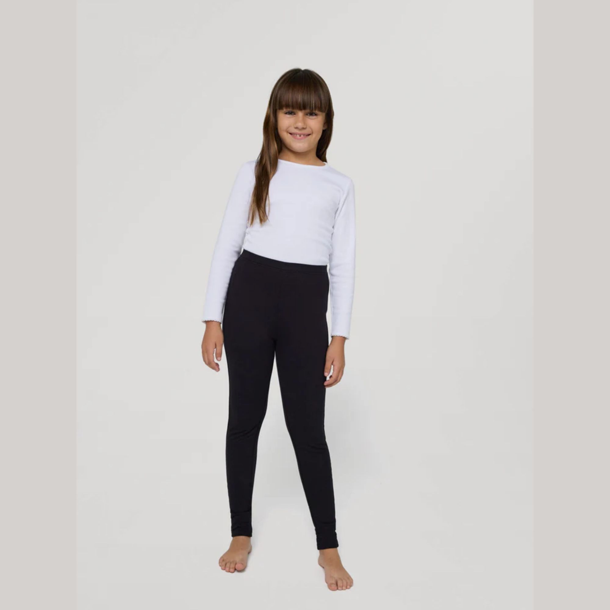 Ysabel Mora - Leggings cálidos de niña algodón natural negro