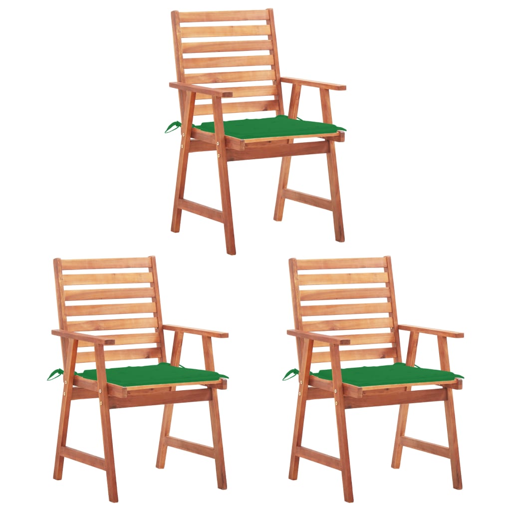 vidaXL Sillas comedor de jardín 3 uds madera maciza acacia y cojines