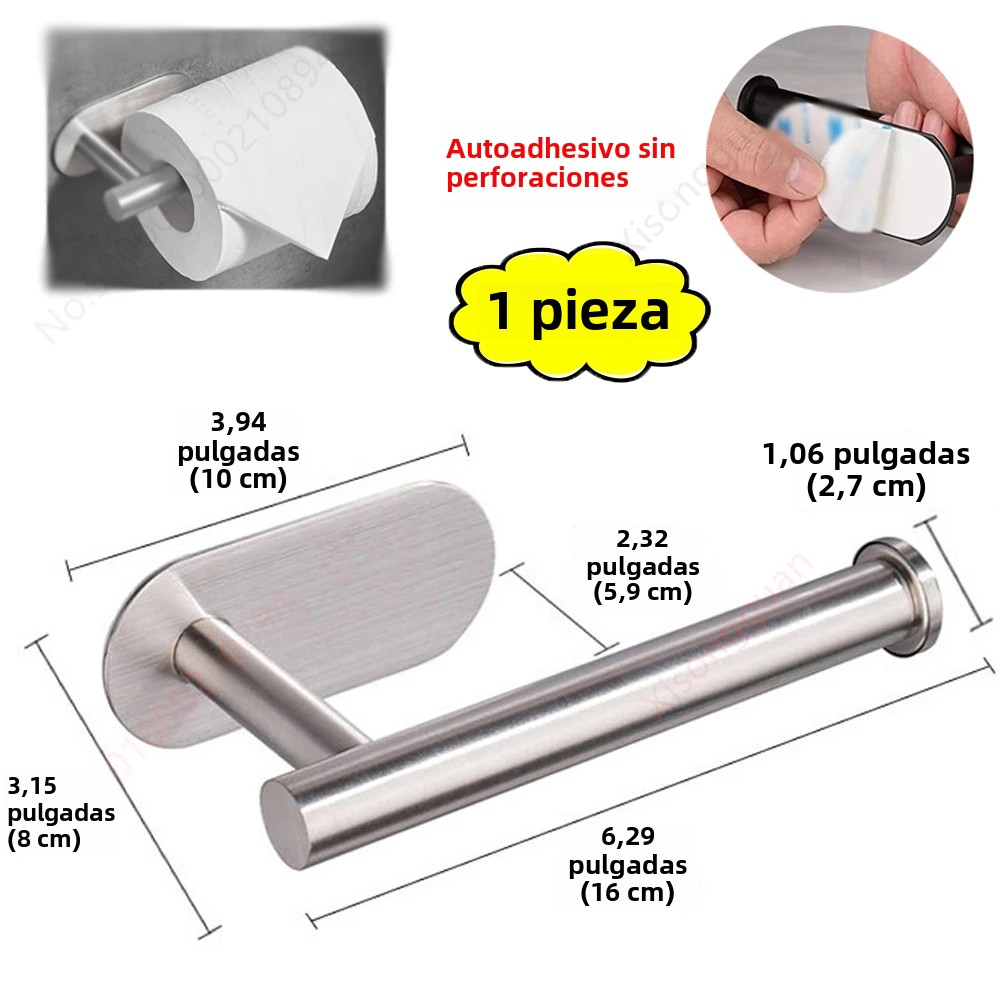 Soporte De Papel Toalla Para Cocina Y Baño Adhesivo Acero Inoxidable Organizador De Almacenamiento Para Algodón Y Servilletas Accesorios De Baño