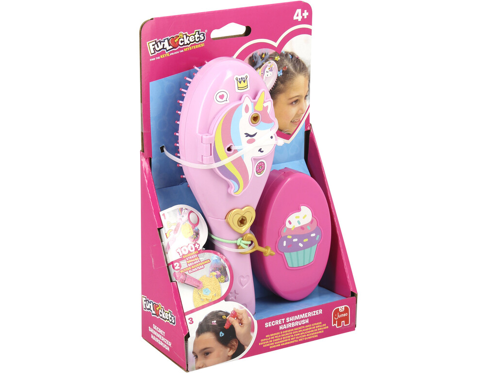 Funlockets Cepillo de Pelo Secreto con Aplicador de Brillos Cuentas y joyas Diset