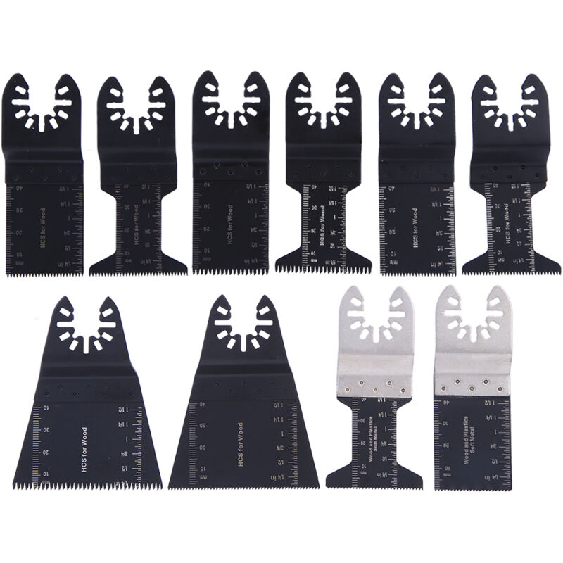 CA Juego de 10 accesorios oscilantes - Hoja de sierra oscilante - Para madera, plástico y metal - Multiherramienta - Herramienta oscilante - Accesorios para hoja de sierra oscilante (Negro)