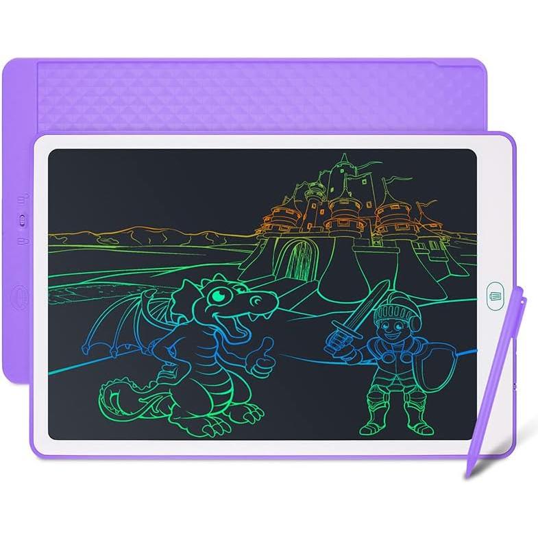 Tableta de Escritura LCD 8.5" Pulgadas para Niños – Tableta Gráfica Reutilizable con Pegatinas de Animales, Regalo Educativo y Creativo sin Papel, Color Púrpura