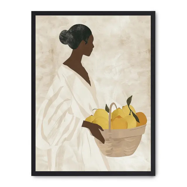 Lámina con marco negro LEMON HARVEST 21x30 cm, Póster impreso en papel de primera calidad de 180gr, montado sobre marco de madera MDF acabado en negro., Arte - Pinturas