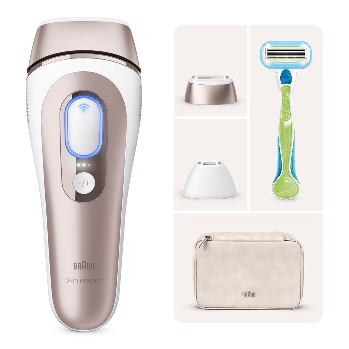 Braun – Depiladora IPL para mujer Braun Skin i·expert Smart IPL PL7147 para cuerpo y cara, 2 cabezales.